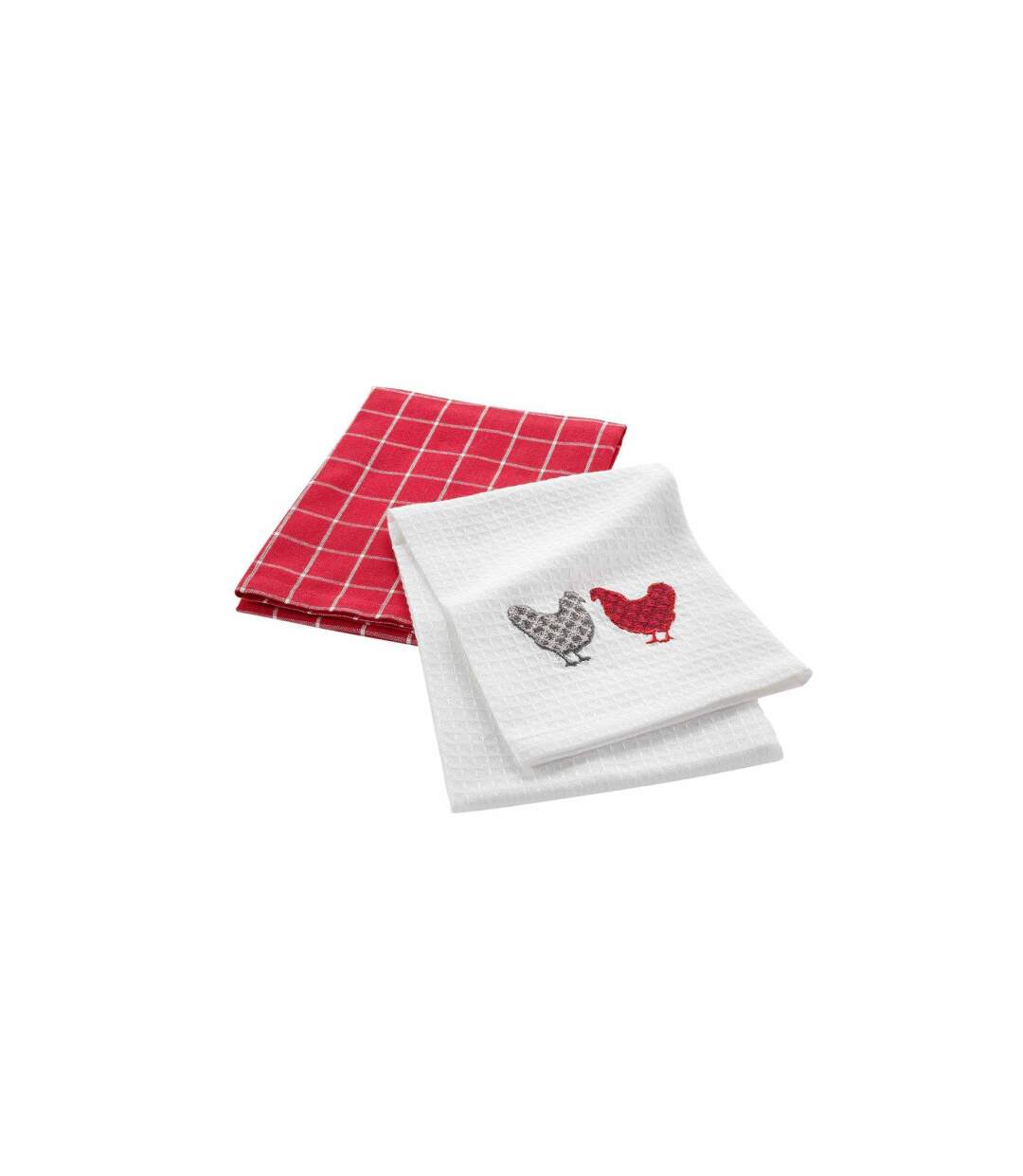 Lot de 2 Torchons Suzette 50x70cm Rouge & Blanc-1