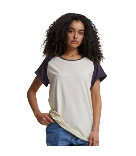 T-shirt Manches Raglan Motif/style Contrasté Femme Sable Blanc Violet Foncé Urban Classics