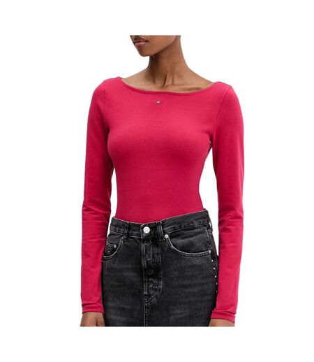 T-shirt rose foncé femme tommy hilfiger tjw slim s flag