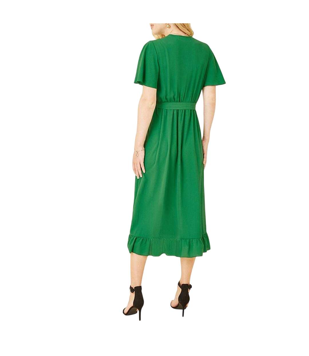Womens/ladies Flutter Wrap Dress Bright Green Mela London-3