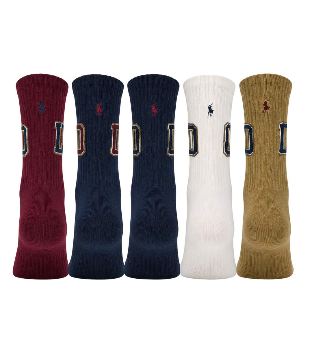 Lot De 6  Chaussettes Motif/style Universitaire Adulte Marron Chameau Crème Bleu Marine Ralph Lauren-2