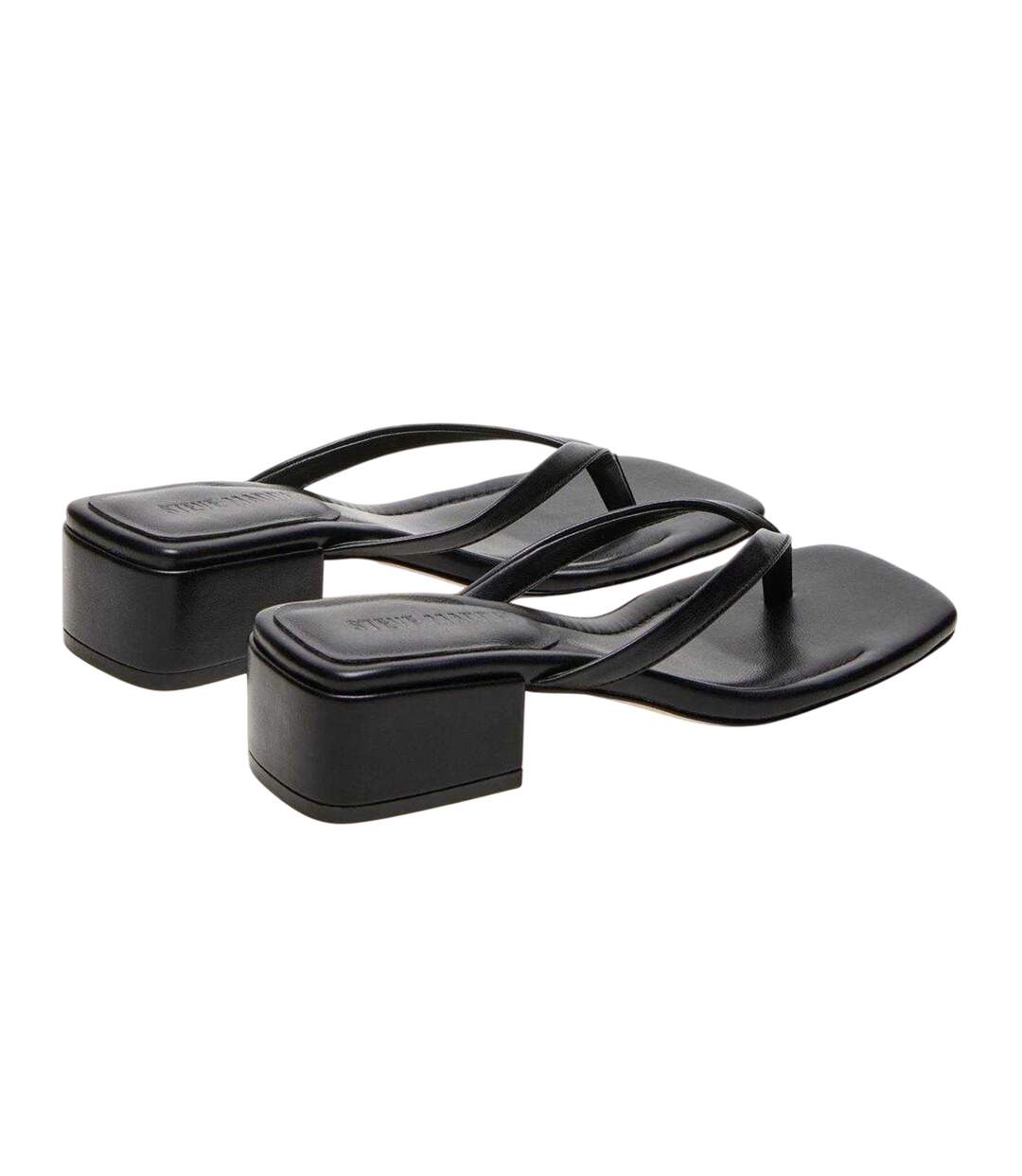 Womens/ladies Caribbean Leather T-bar Flip Flops Black Steve Madden-2