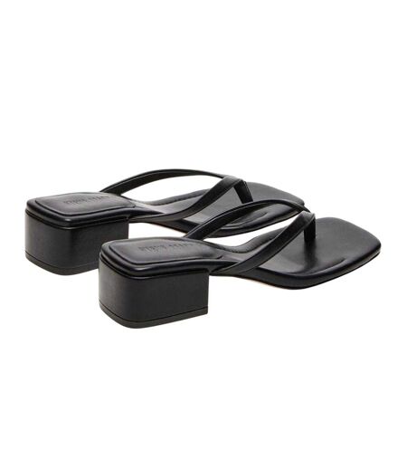 Womens/ladies Caribbean Leather T-bar Flip Flops Black Steve Madden