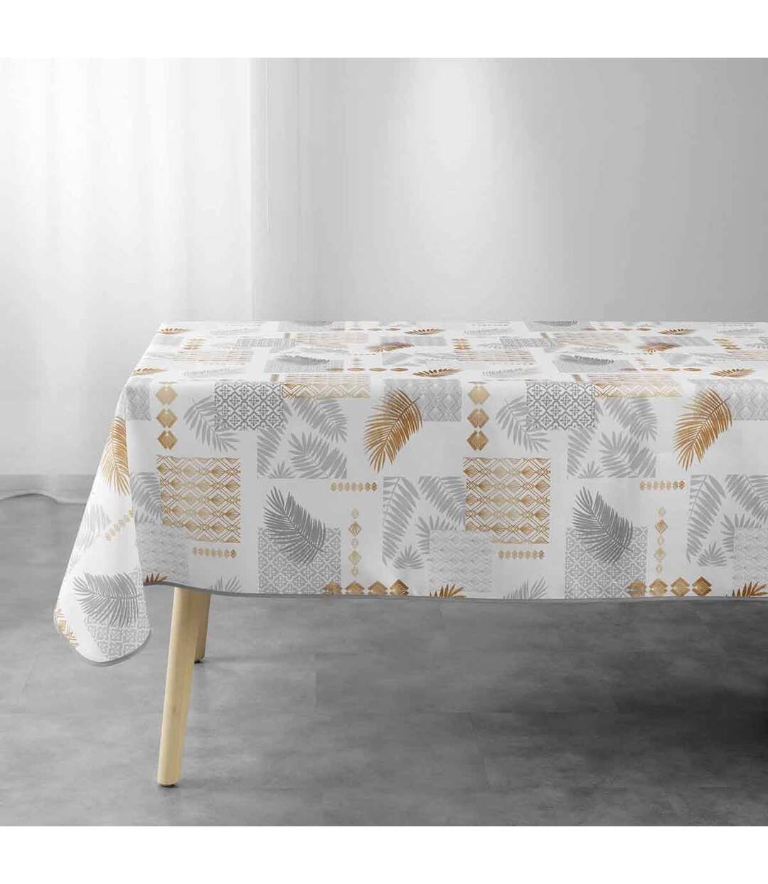 Nappe Imprimée Olenna 150x240cm Jaune & Blanc-1