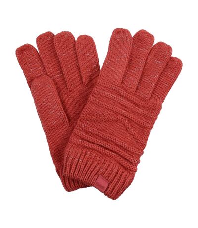 Womens/ladies Multimix Iv Cable Knit Gloves Mineral Red Regatta