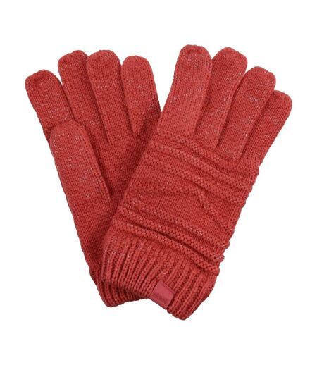 Womens/ladies Multimix Iv Cable Knit Gloves Mineral Red Regatta