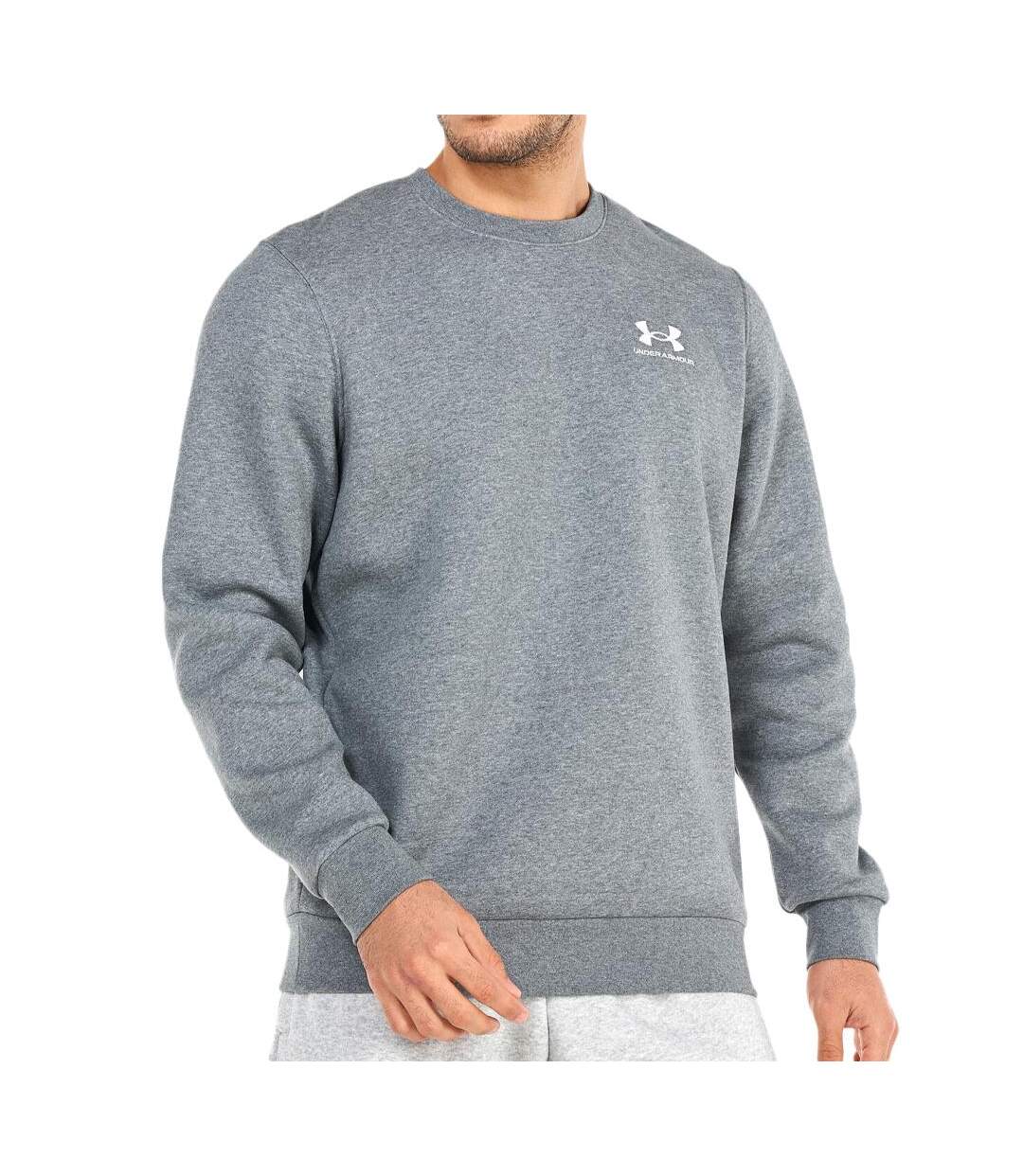 Sweat gris homme under armour essential fleece crew-1