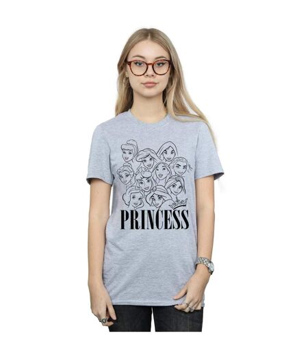 Disney Femme/Ladies Princess Multi Faces Cotton Boyfriend T-Shirt (Gris sportif) - UTBI42939