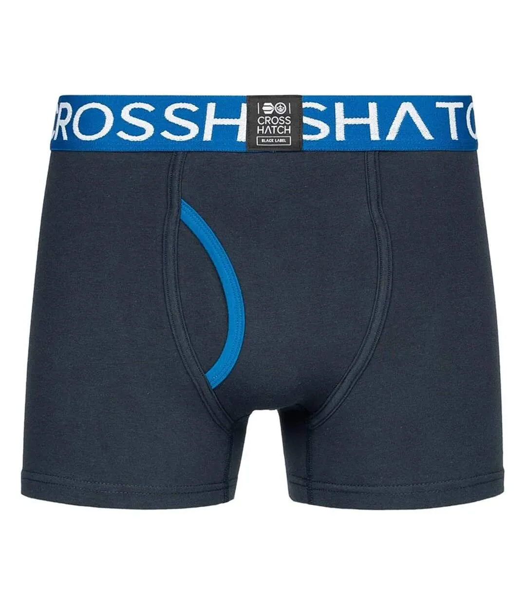 Mens Linamo Open Fly Boxer Shorts Blue Crosshatch-4