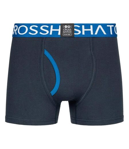 Mens Linamo Open Fly Boxer Shorts Blue Crosshatch