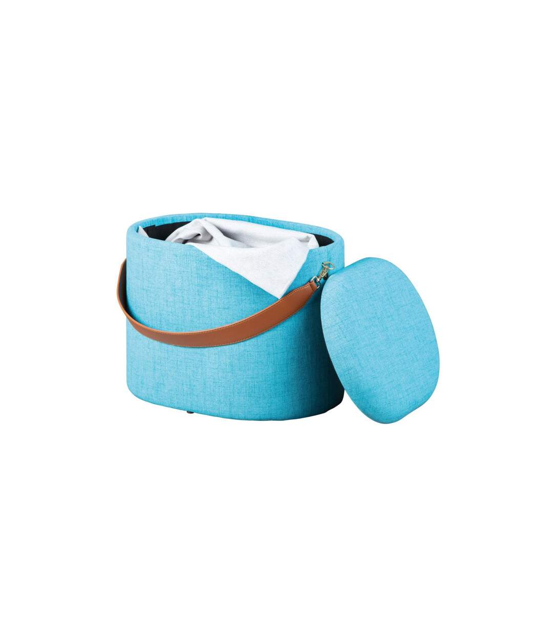 Pouf de Rangement à Anse Dumont 42cm Turquoise-3