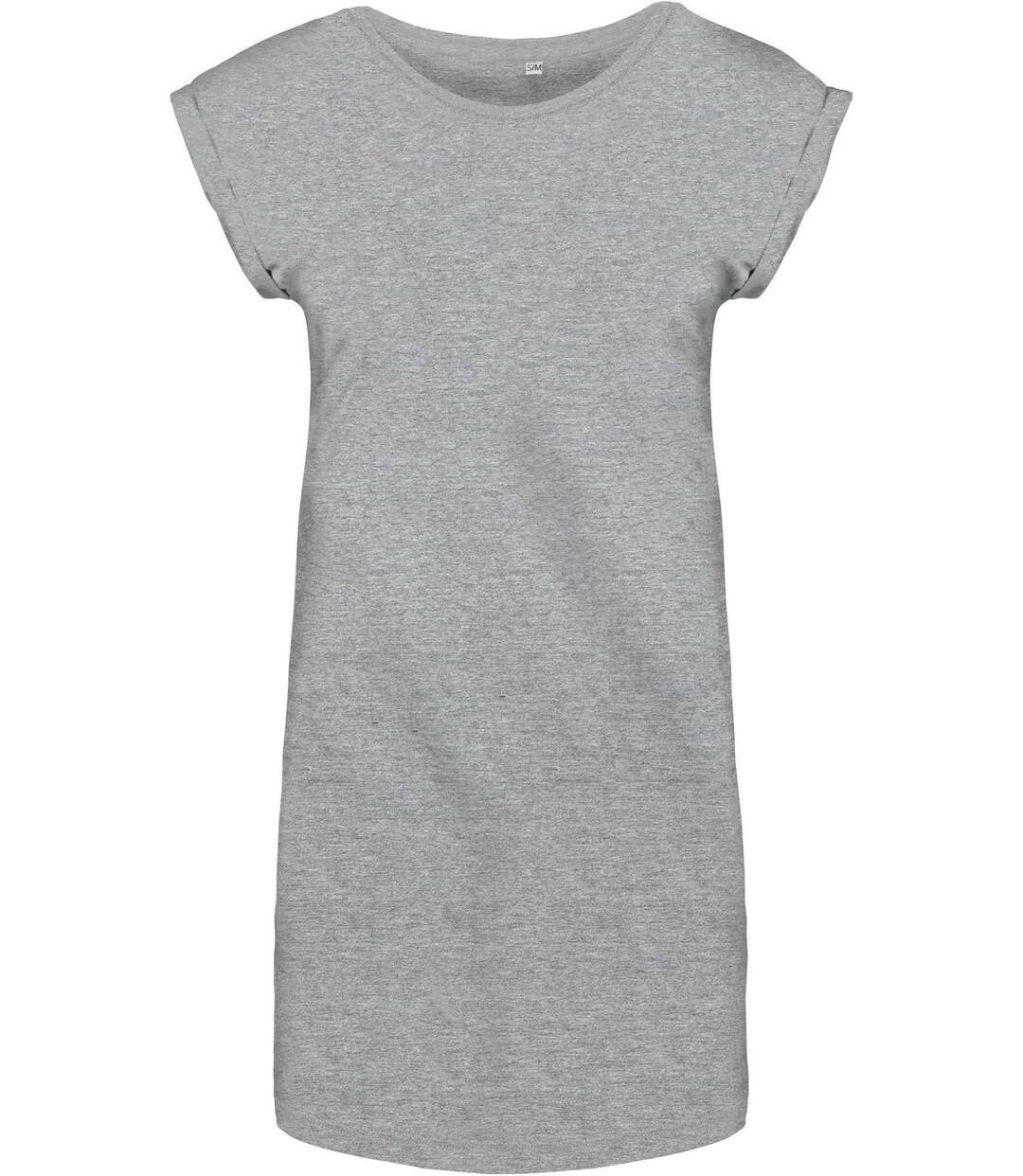 Robe t-shirt col rond manches courtes - K388 - gris chiné - femme