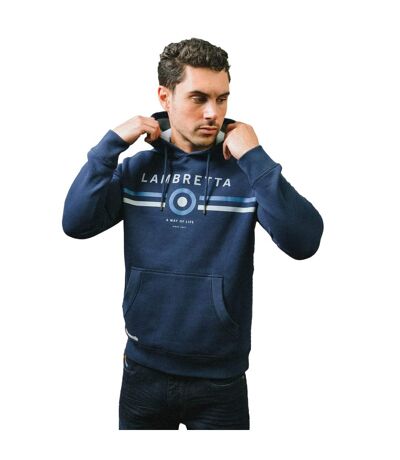 Mens Aw24 Contrast Target Hoodie Navy Lambretta