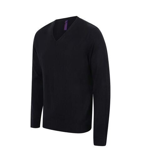 Pullover Avec Col En V Homme Noir Henbury