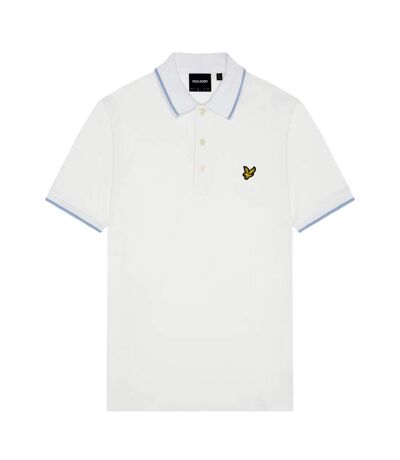 Mens tipped polo shirt white/light blue Lyle & Scott