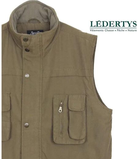 LEDERTYS LY0305 — Gilet sans manches marron : tissu déperlant et doublure polaire