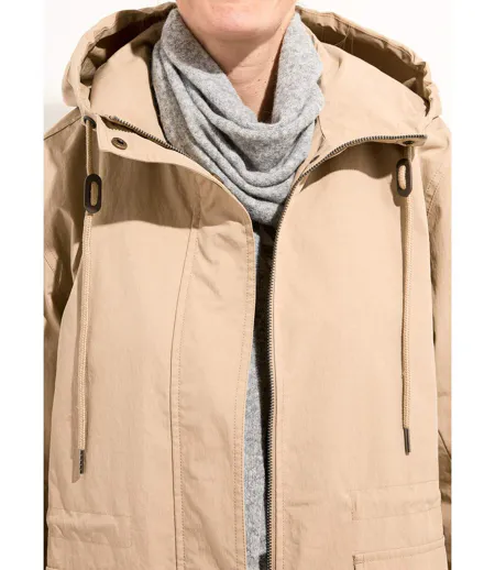 Parka zippée pressionnée à capuche déperlante