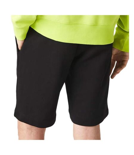 Short noir homme lacoste regular fit en molleton - l