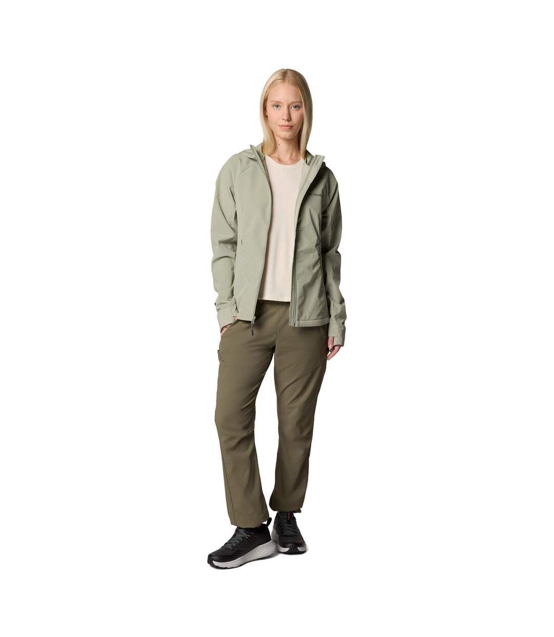 Womens/ladies Sweet As Ii Hooded Hiking Soft Shell Jacket Safari Columbia-4