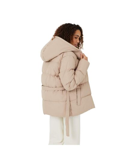 Doudoune À Capuche Motif/style Court Femme Beige Gris Brave Soul