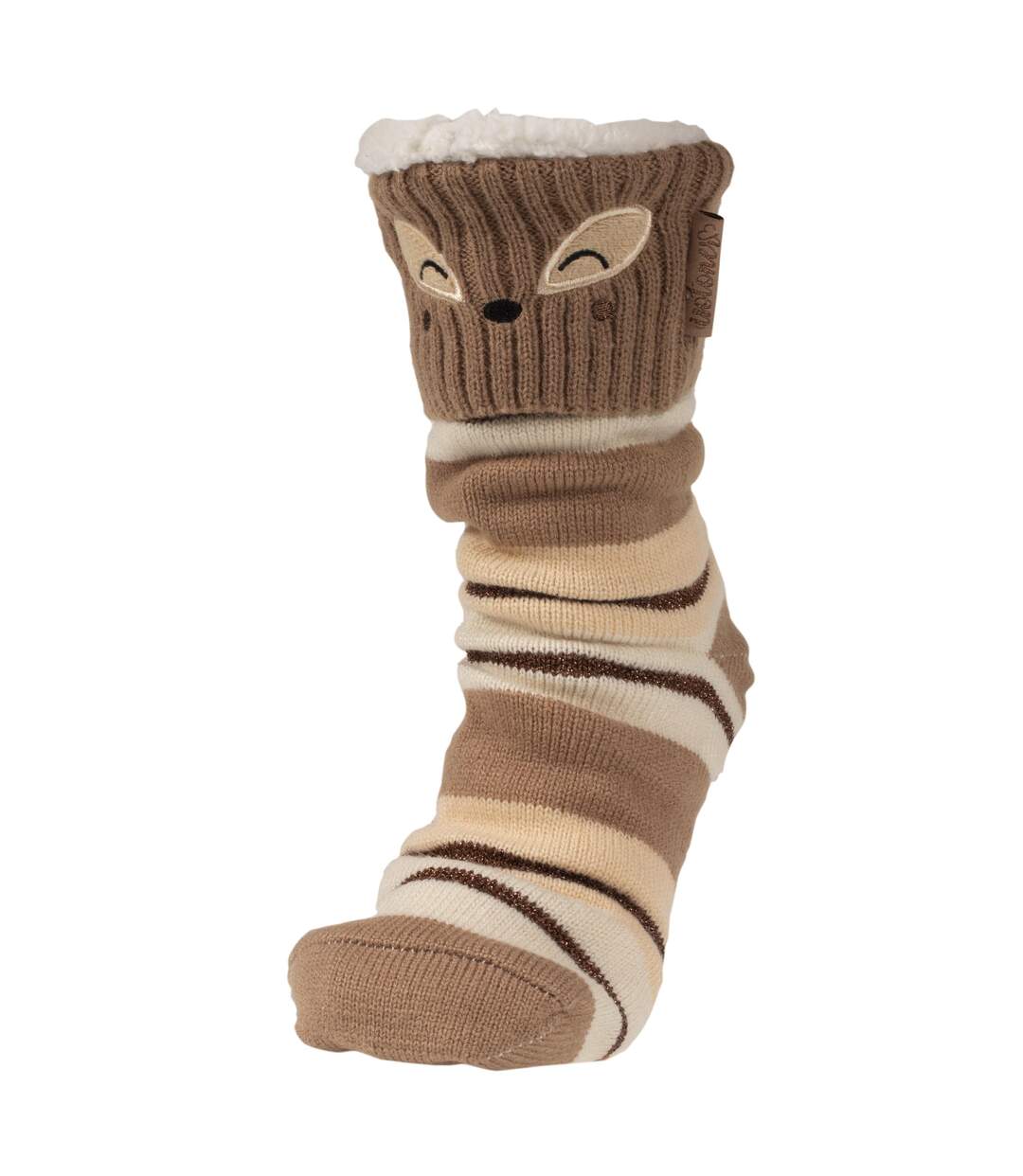 Isotoner Chaussettes d'intérieur femme en maille classique détail renard - fourrées-1