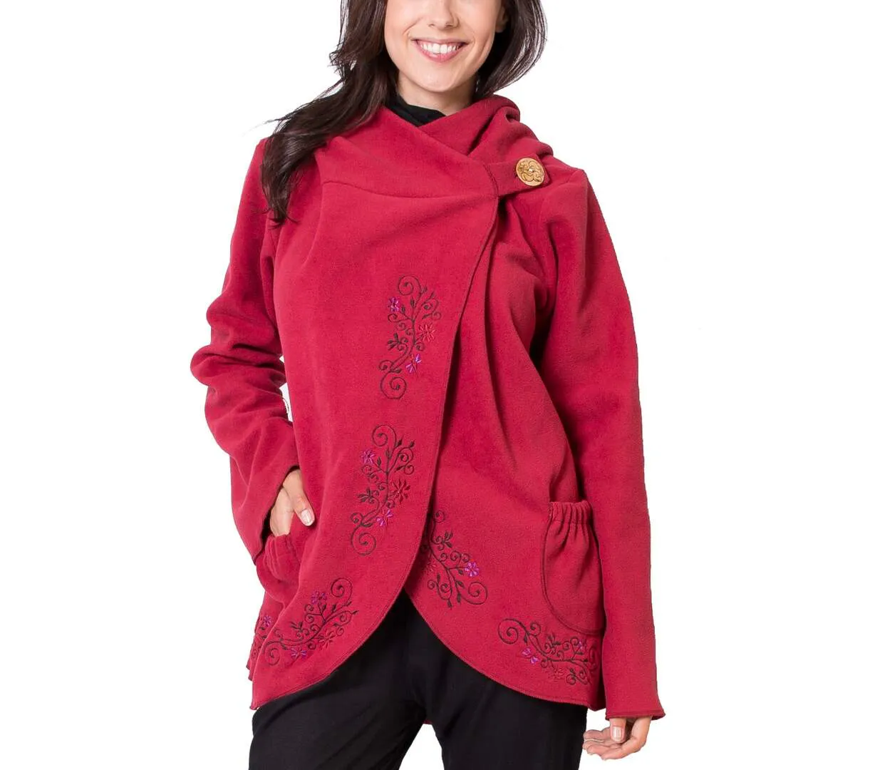 Veste polaire brodée COLUMBIA rouge Coton Du Monde-1