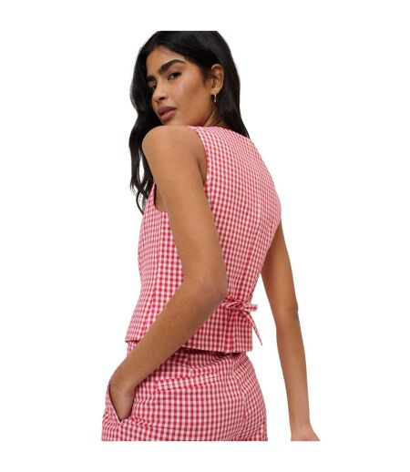 Womens/ladies Gingham Crop Top Red Nobody´s Child