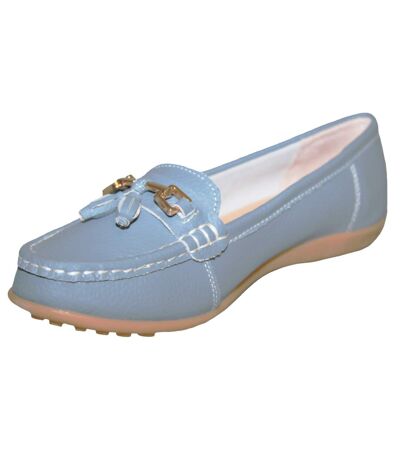 Boulevard Womens/Ladies Action Leather Tassle Loafers (Baby Blue) - UTDF1910