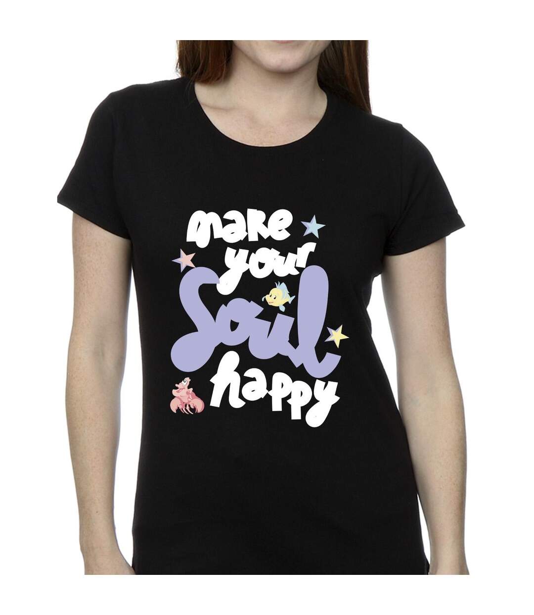 Disney T-shirt coton Happy The Little Mermaid Femme/Ladies (Noir) - UTBI26427-3