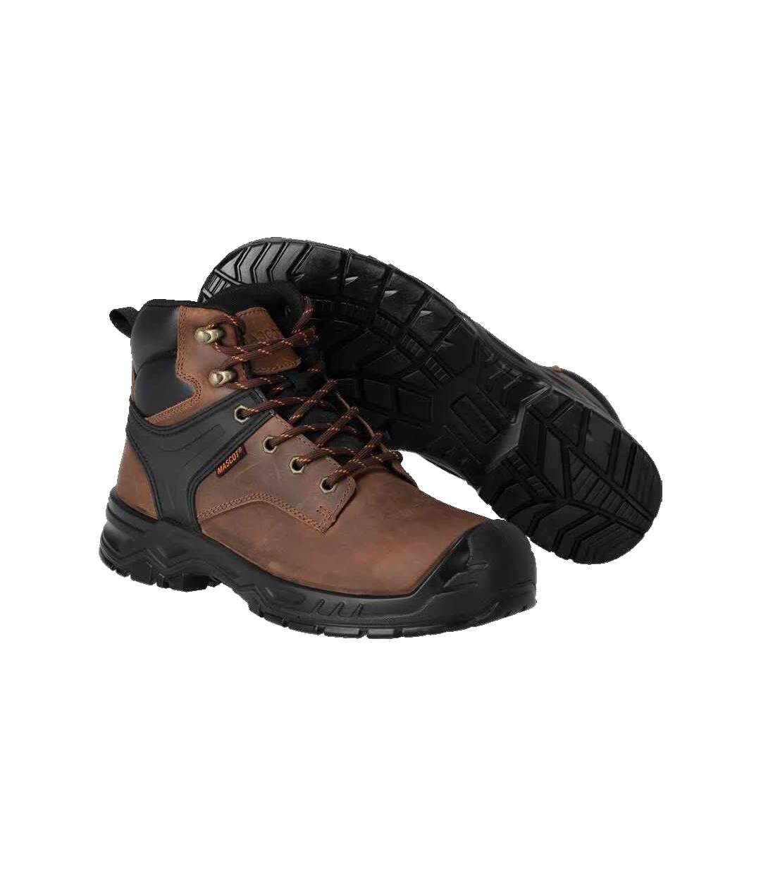 Mens Footwear Originals Leather Safety Boots Nut Brown Black Mascot-4