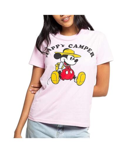 T-Shirt rose femme disney mickey happy camper