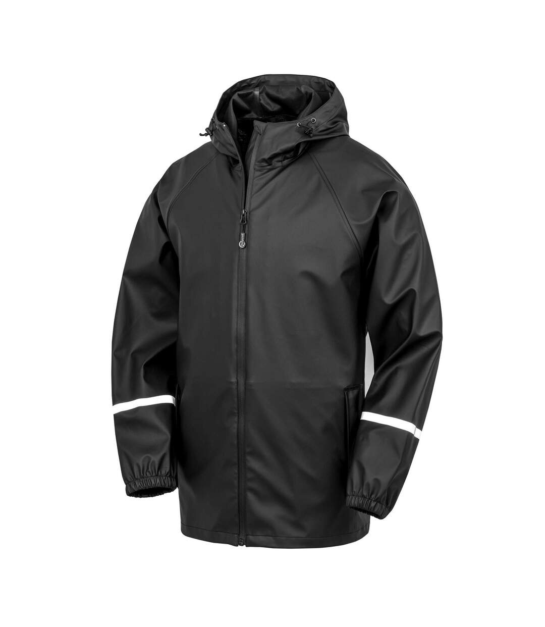 Mens Prism Reflective Tape Pu Recycled Waterproof Jacket Black Result Recycled-1