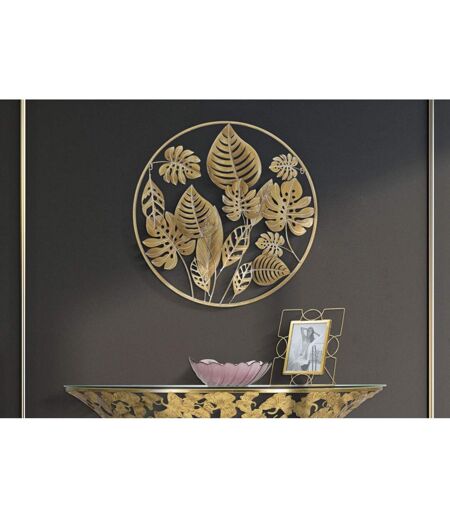 Décoration Murale Ronde en Métal Jungle 80cm Or