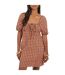 Robe Courte Manches Bouffantes Motif/style À Carreaux Femme Rouge Pastel Noir Brave Soul-2
