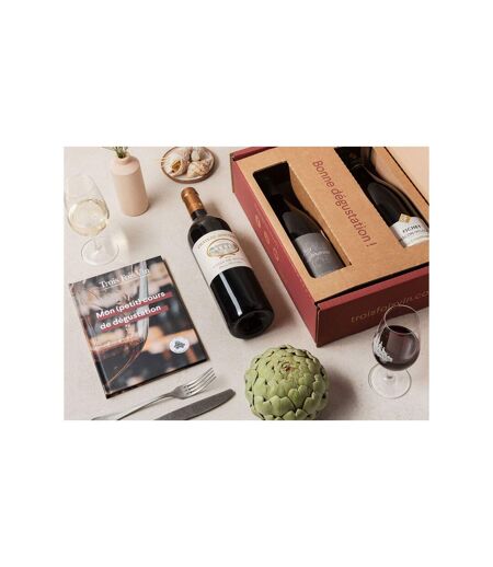 Coffret de 3 bouteilles de vin et livre d'œnologie - SMARTBOX - Coffret Cadeau Gastronomie