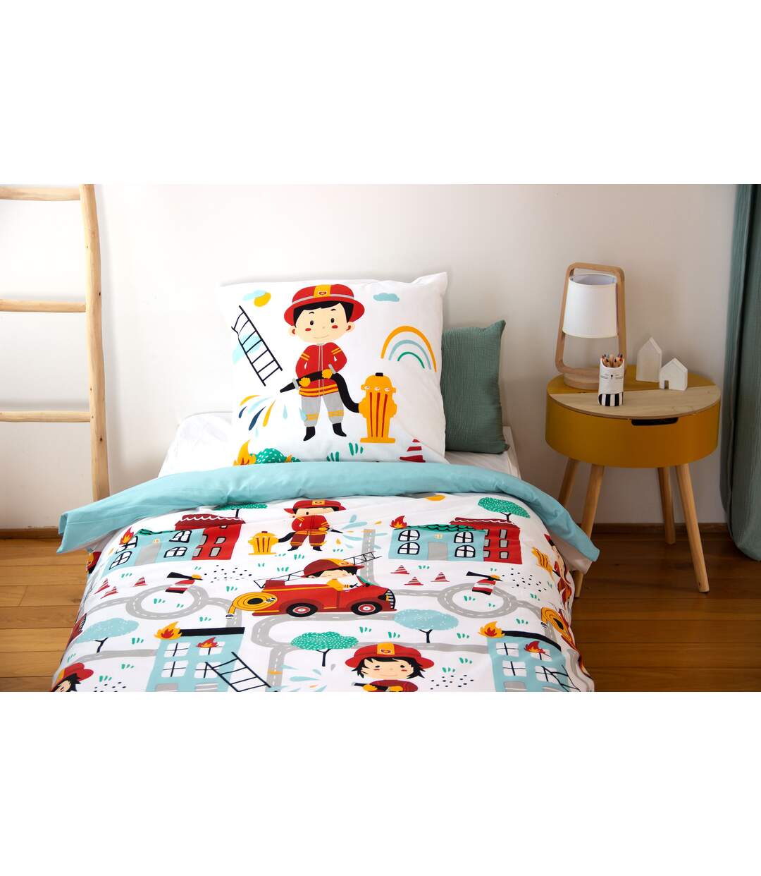 Parure de lit enfant Pompier - 100% coton adouci 57 fils - 140 x 200 cm-3