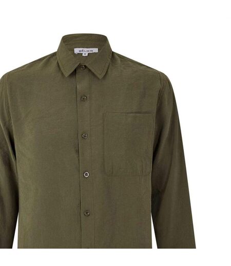 Mens Pocket Long-sleeved Shirt Olive Belier