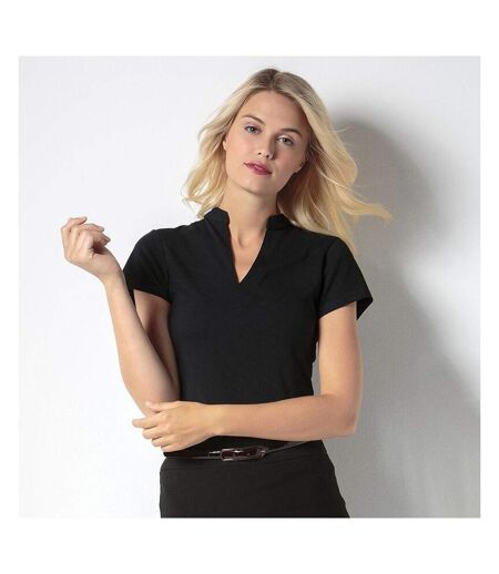 T-shirt À Manches Courtes Et Col Mandarin Femme Noir Kustom Kit