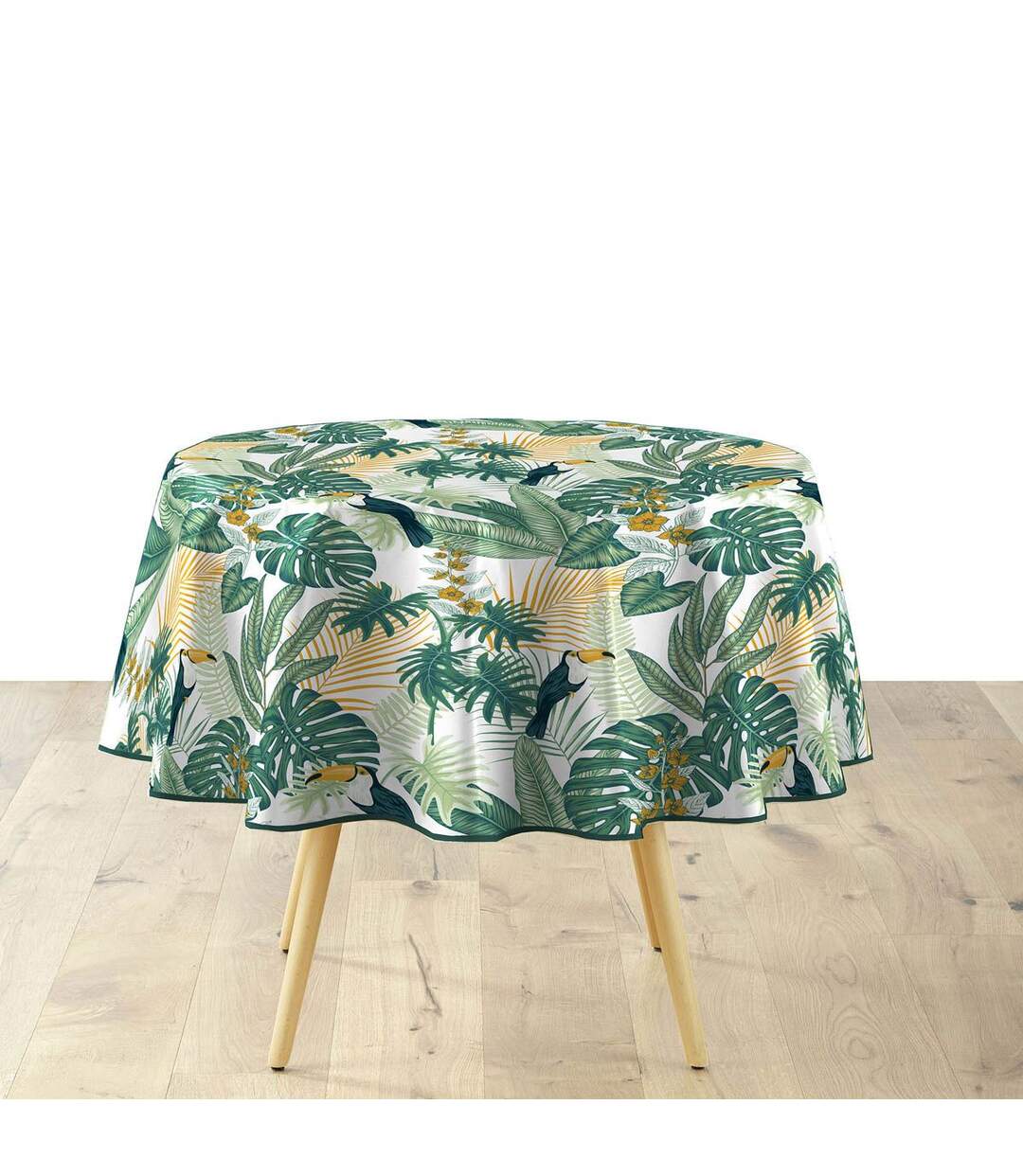 Nappe Ronde Imprimé Guyana 160cm Vert-1