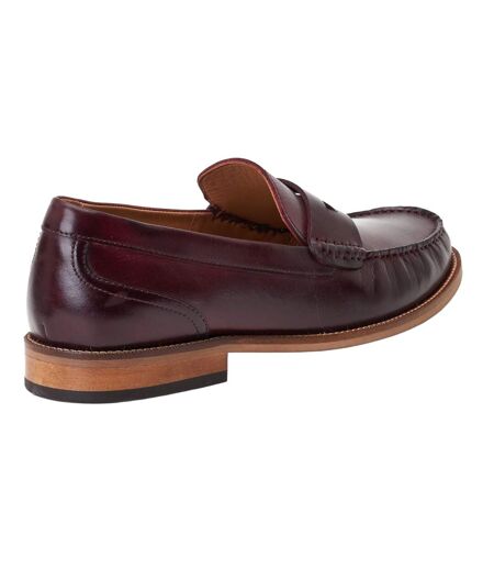 Mens Garfield Leather Penny Loafers Bordo Base London