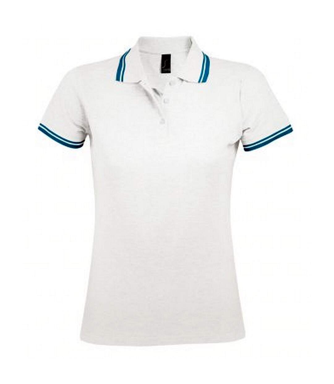 Polo manches courtes pasadena femme blanc/bleu SOLS