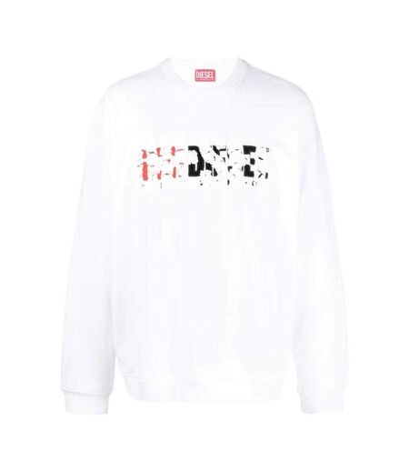 Sweat Motif/style Logo Double Détruit Homme Blanc Diesel