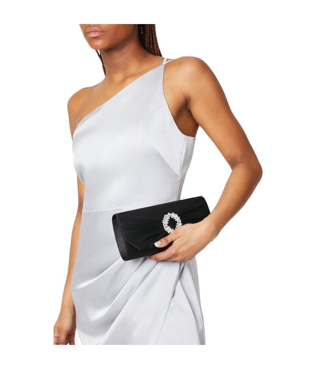 Tyla diamante satin clutch bag one size black Dorothy Perkins-3