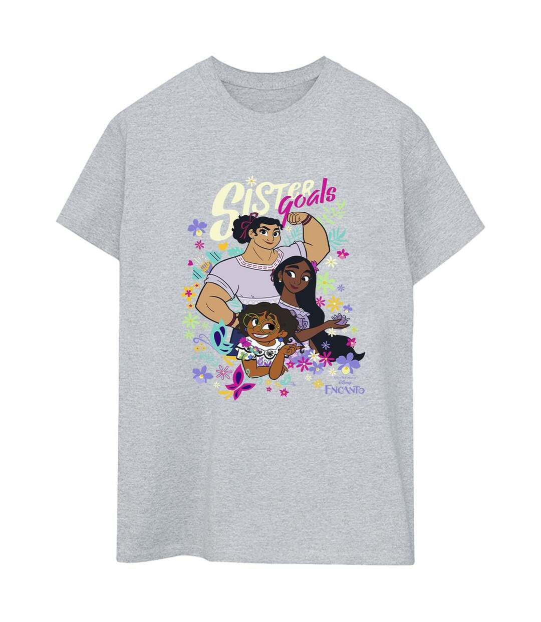 Disney Womens/Ladies Encanto Sister Goals Cotton Boyfriend T-Shirt (Gris sportif) - UTBI22342-1