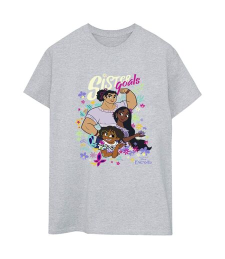 Disney Womens/Ladies Encanto Sister Goals Cotton Boyfriend T-Shirt (Gris sportif) - UTBI22342