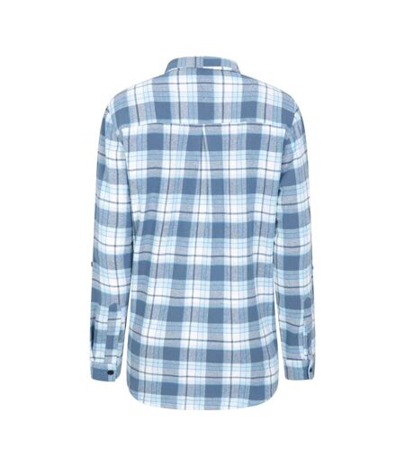 Womens/ladies Balsam Brushed Flannel Longline Shirt Blue Mountain Warehouse