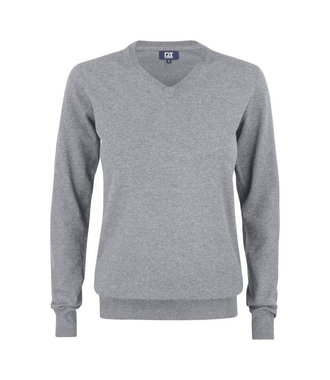 Womens/ladies oakville v neck sweatshirt anthracite melange Cutter & Buck-3