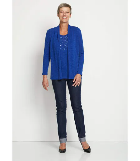 T-shirt tunique 2 en 1 strass manches longues