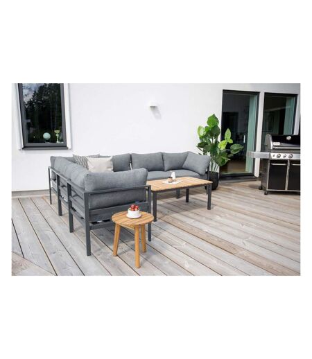 Table basse de jardin en alu et teck Brasilia Blanc