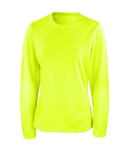 Spiro Ladies/Womens Sports Quick-Dry Long Sleeve Performance T-Shirt (Lime Green) - UTRW1492